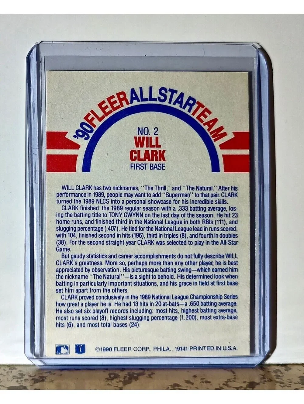 Will Clark 1990 Fleer All-Star Team MLB #2 Baseball Card San Francisco Giants